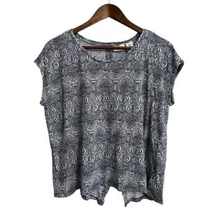 Rachel Zoe top women's XL paisley linen beach resort coastal back buttons‎